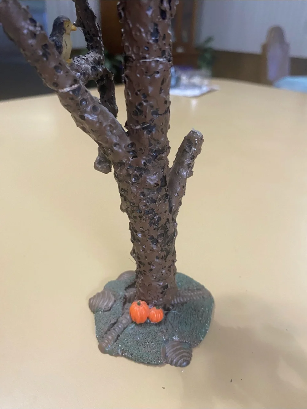 Lemax Brown Spooky Tree Figurine with Orange Pumpkin Accent
